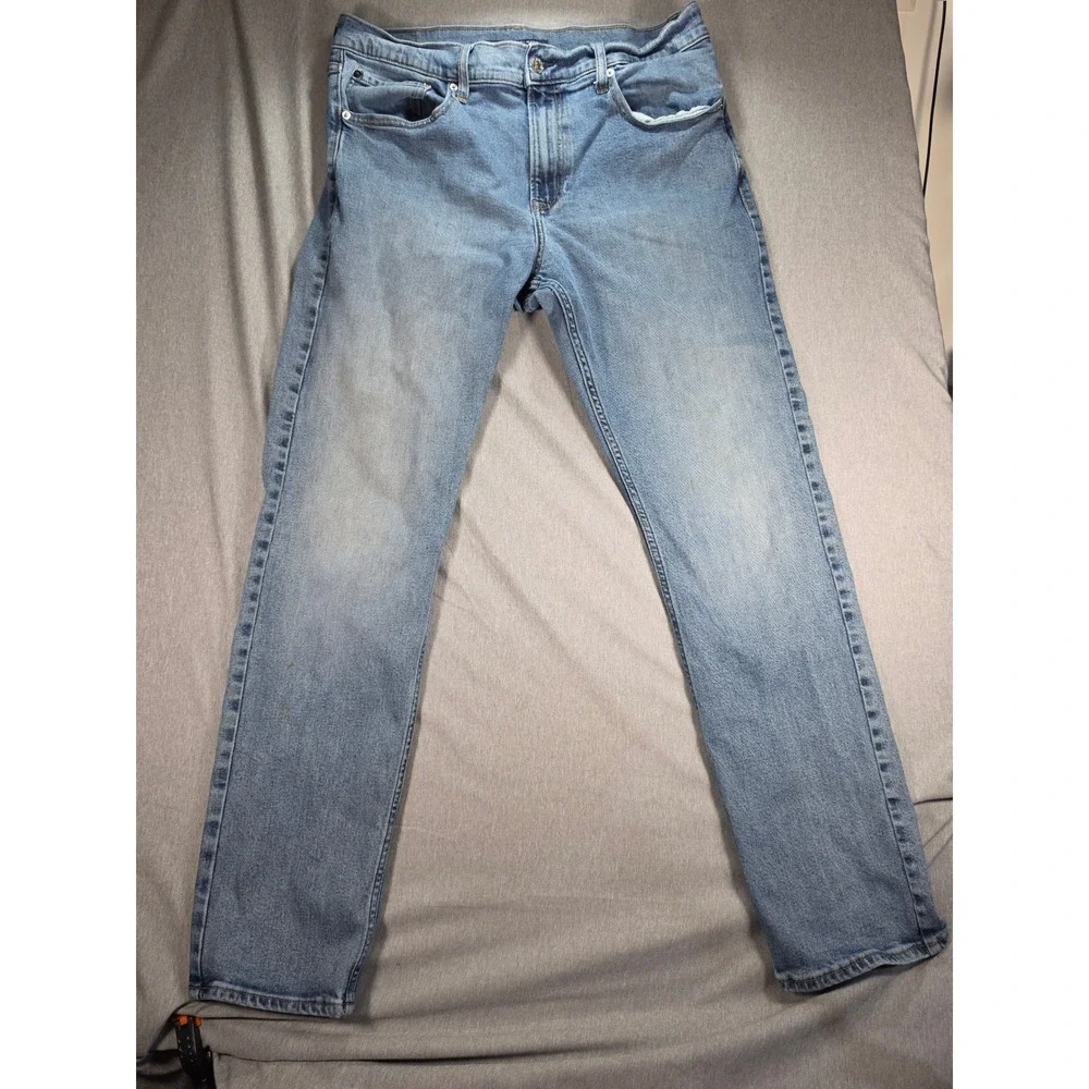Calvin Klein Jeans Mens 34x32 Light Wash Straight Leg Denim Blue Pants W34 L32